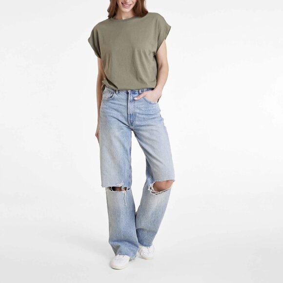 Nuuds Olive Green Cotton Crewneck Muscle Tee - Picture 2 of 6